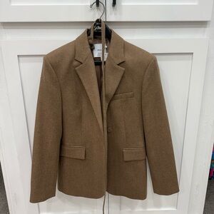 Mango Helsinki Italian Virgin Wool Blend Belted Blazer sz L NWT